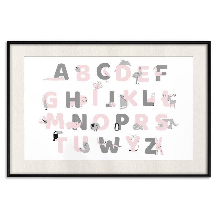 Poster Polish Alphabet for Children - Gray and Pink Letters with Animals 146459 additionalImage 27