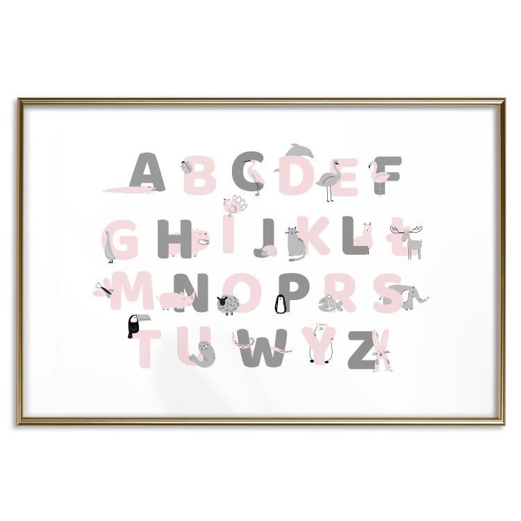 Poster Polish Alphabet for Children - Gray and Pink Letters with Animals 146459 additionalImage 21