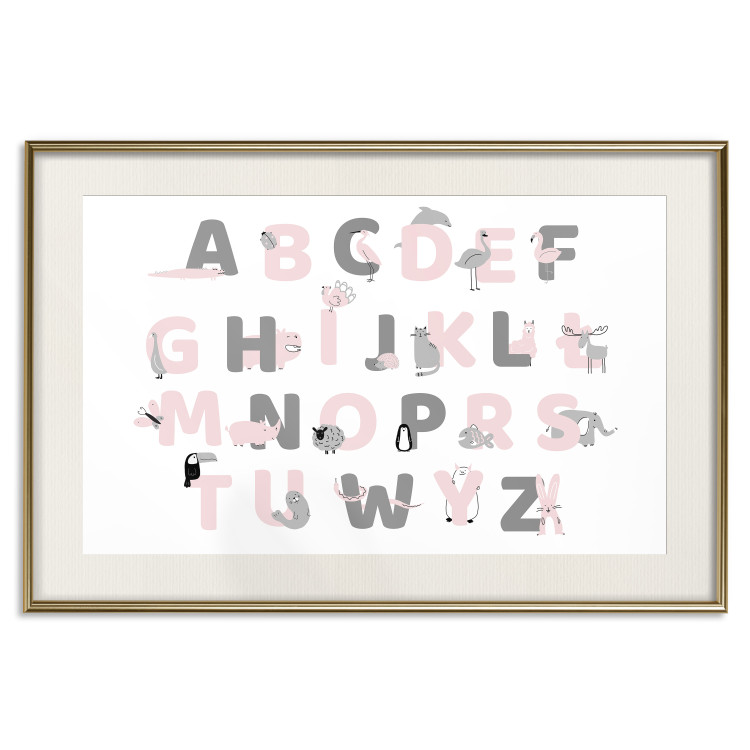 Poster Polish Alphabet for Children - Gray and Pink Letters with Animals 146459 additionalImage 24