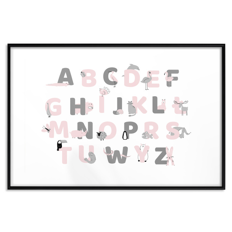 Poster Polish Alphabet for Children - Gray and Pink Letters with Animals 146459 additionalImage 22