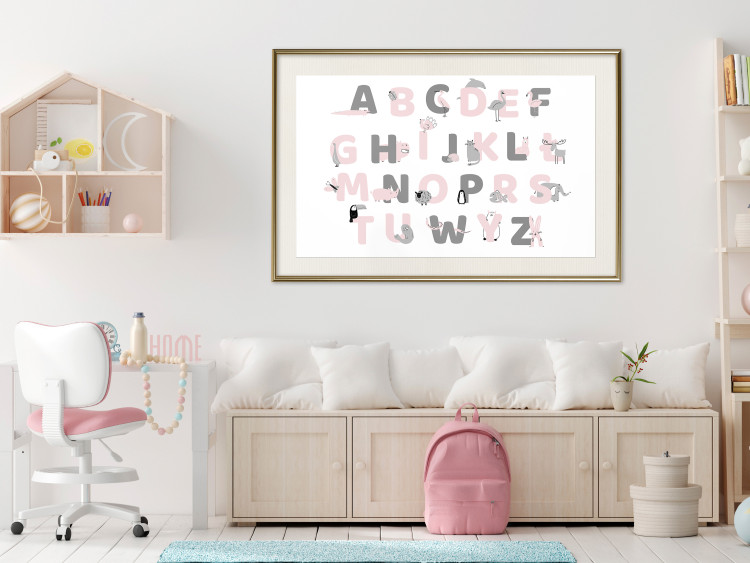 Poster Polish Alphabet for Children - Gray and Pink Letters with Animals 146459 additionalImage 14