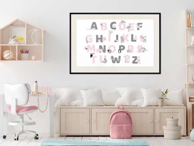 Poster Polish Alphabet for Children - Gray and Pink Letters with Animals 146459 additionalImage 13