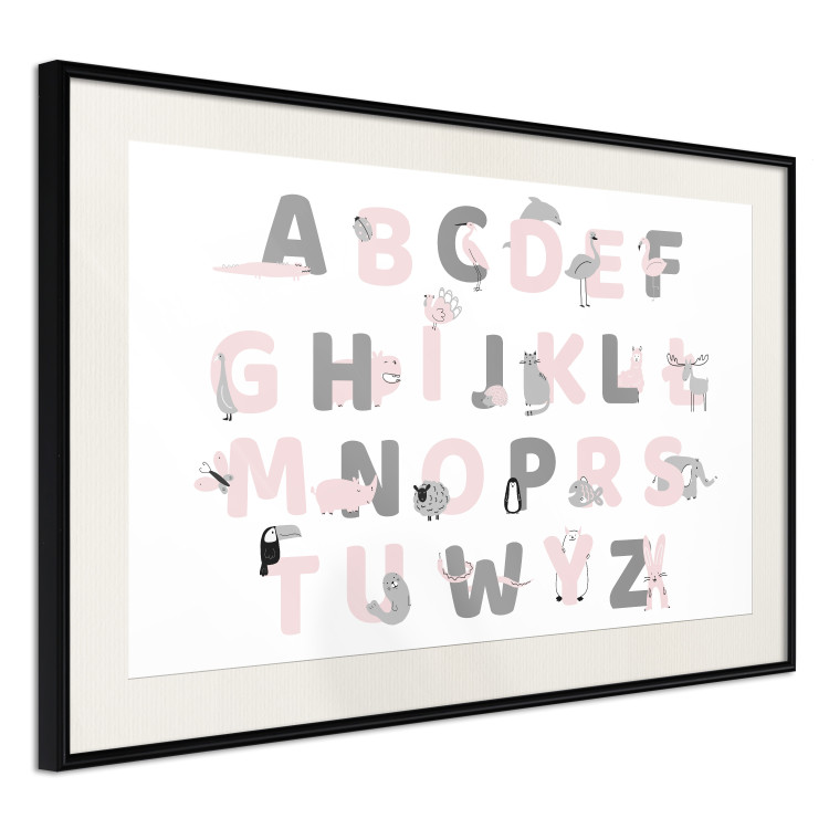 Poster Polish Alphabet for Children - Gray and Pink Letters with Animals 146459 additionalImage 5