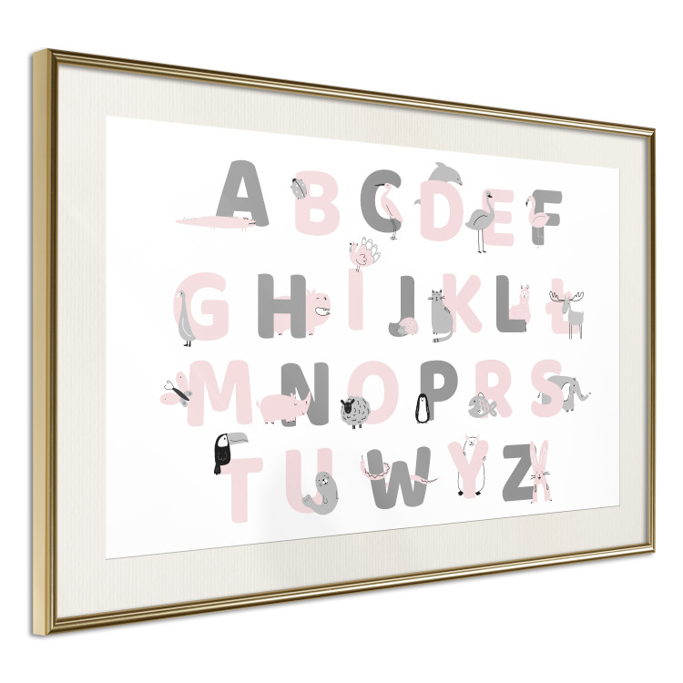 Poster Polish Alphabet for Children - Gray and Pink Letters with Animals 146459 additionalImage 7