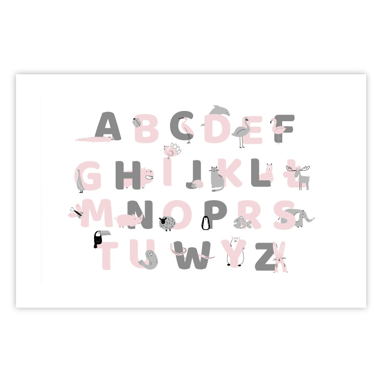 Poster Polish Alphabet for Children - Gray and Pink Letters with Animals 146459 additionalImage 18