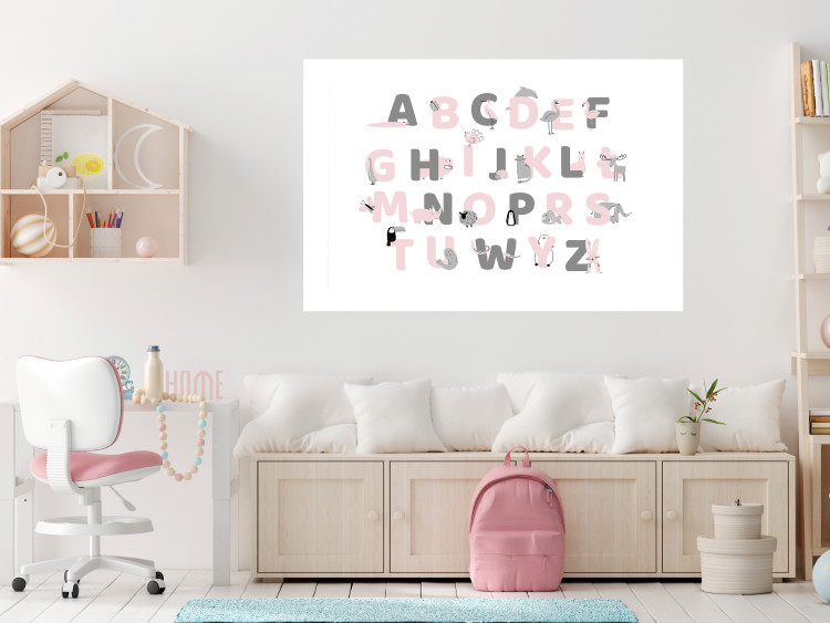 Poster Polish Alphabet for Children - Gray and Pink Letters with Animals 146459 additionalImage 9