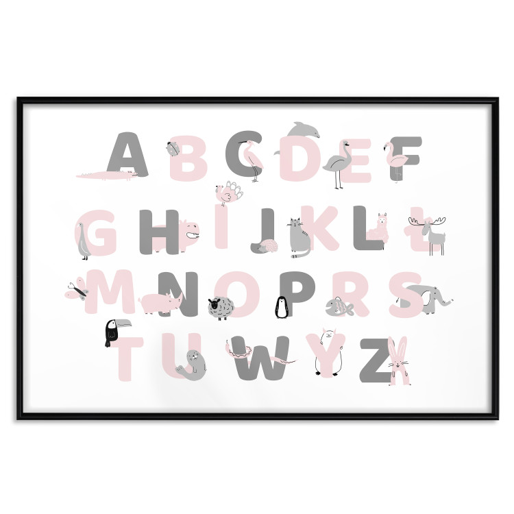 Poster Polish Alphabet for Children - Gray and Pink Letters with Animals 146459 additionalImage 16