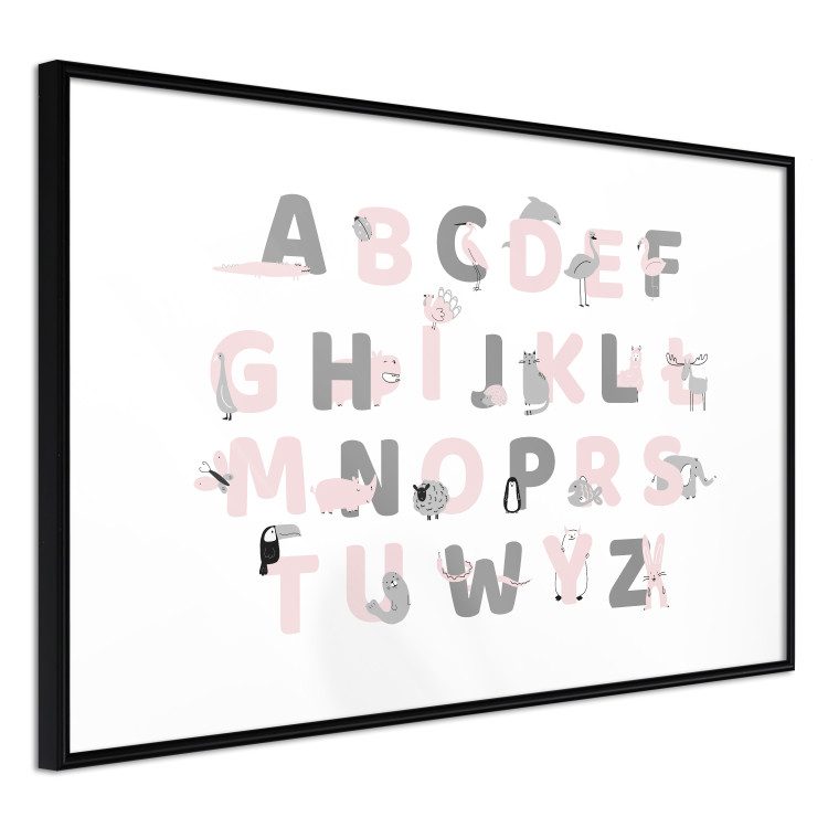Poster Polish Alphabet for Children - Gray and Pink Letters with Animals 146459 additionalImage 6