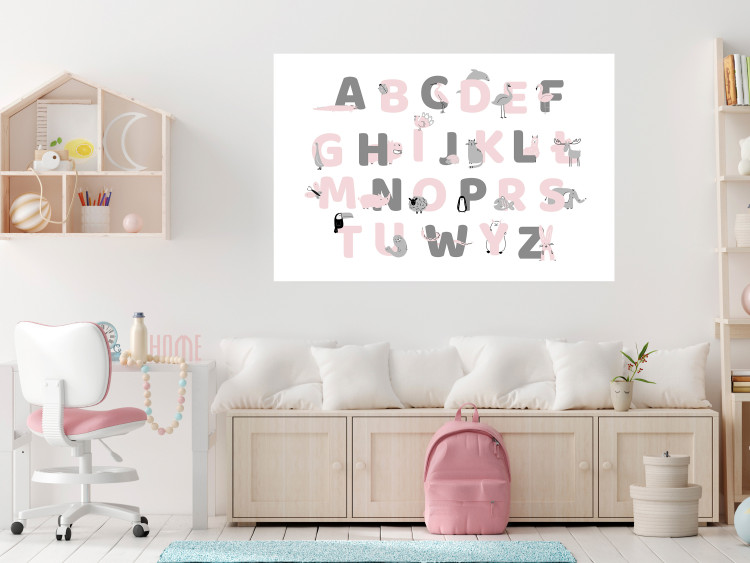 Poster Polish Alphabet for Children - Gray and Pink Letters with Animals 146459 additionalImage 12