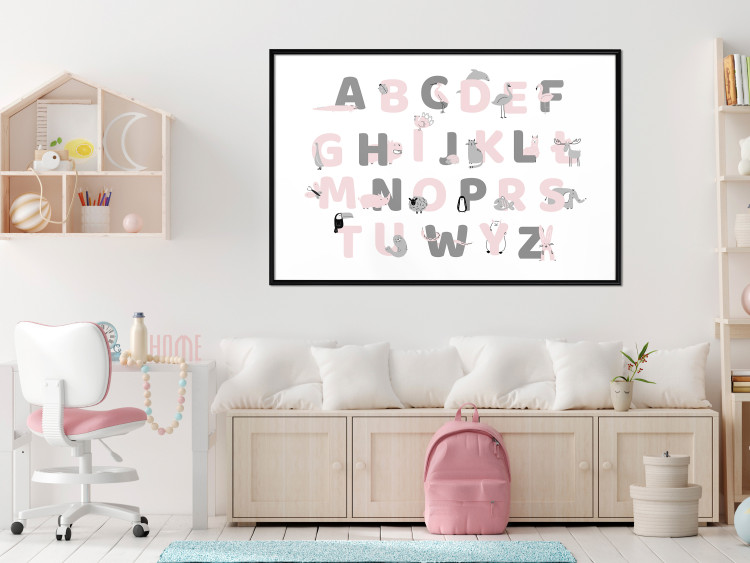 Poster Polish Alphabet for Children - Gray and Pink Letters with Animals 146459 additionalImage 8