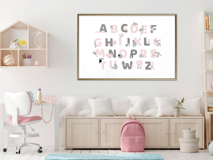 Poster Polish Alphabet for Children - Gray and Pink Letters with Animals 146459 additionalImage 15