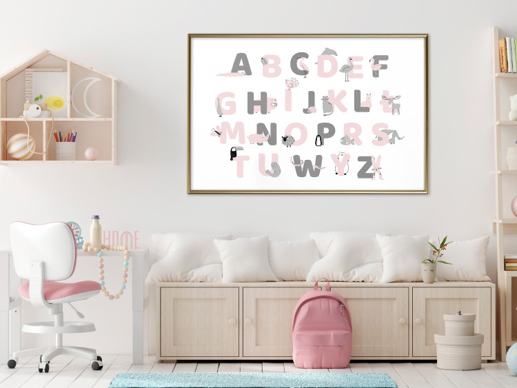 Poster Polish Alphabet for Children - Gray and Pink Letters with Animals 146459 additionalImage 11