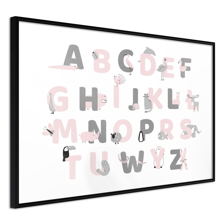 Poster Polish Alphabet for Children - Gray and Pink Letters with Animals 146459 additionalImage 4
