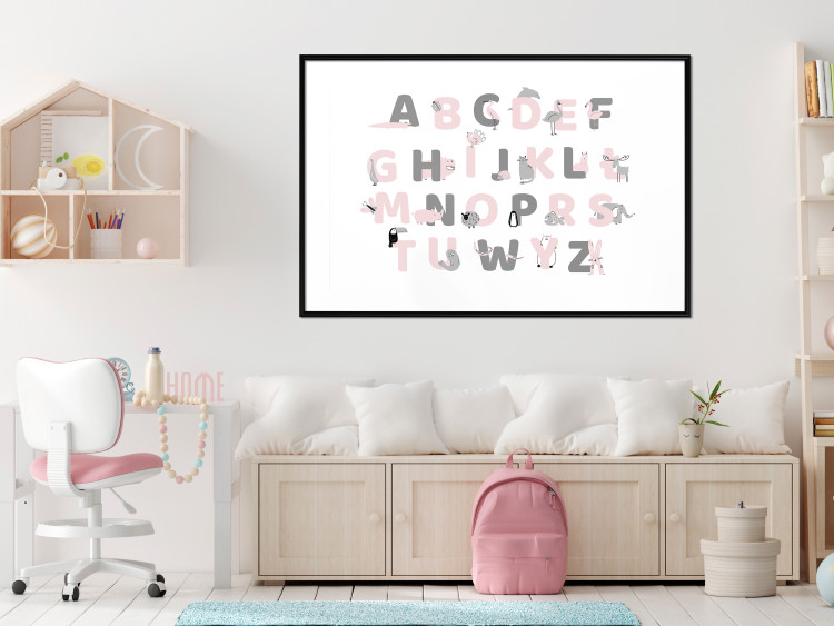 Poster Polish Alphabet for Children - Gray and Pink Letters with Animals 146459 additionalImage 10