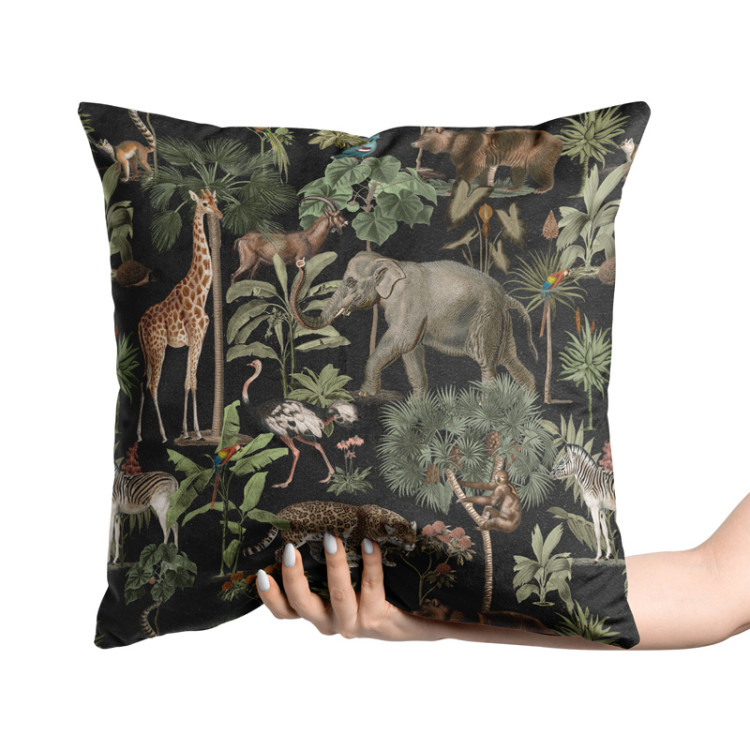 Decorative Velor Pillow Wild biodiversity - a design with animal and botanical motifs 147059 additionalImage 2