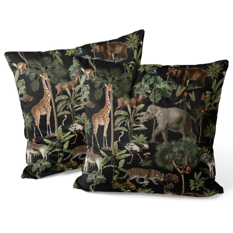 Decorative Velor Pillow Wild biodiversity - a design with animal and botanical motifs 147059 additionalImage 3