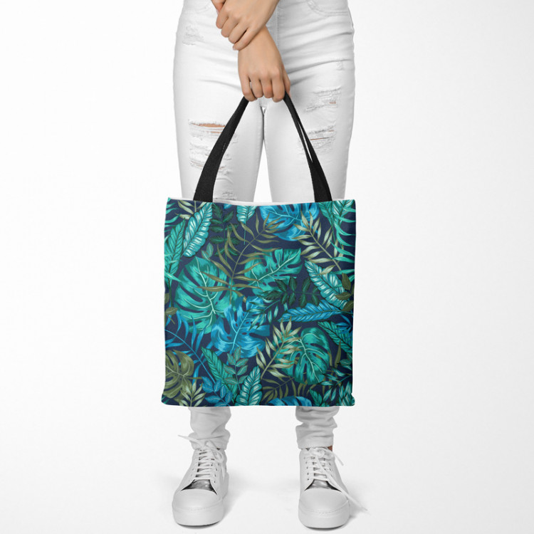 Shopping Bag Monstera in blue glow - plant motif with exotic leaves 147559 additionalImage 2