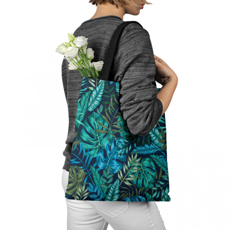 Shopping Bag Monstera in blue glow - plant motif with exotic leaves 147559 additionalImage 3