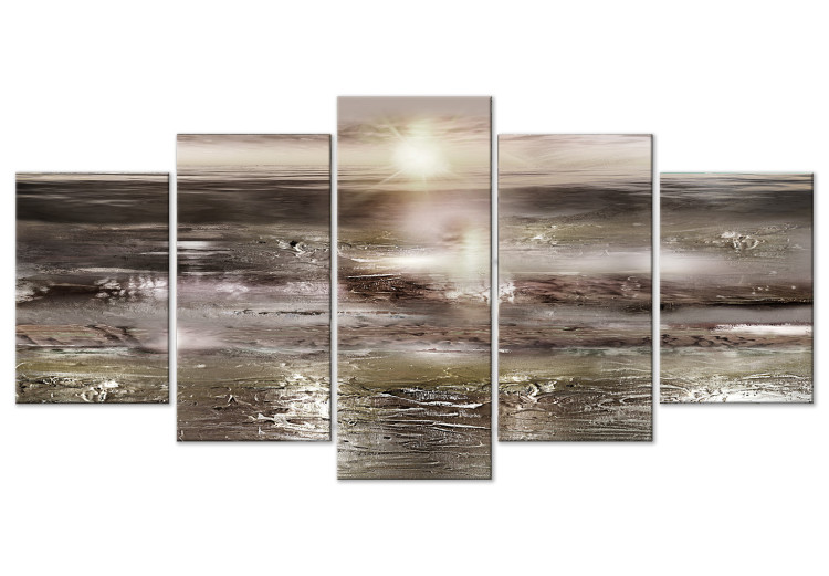 Canvas Sepia Landscape (5-piece) Wide - abstract sunset composition 148959