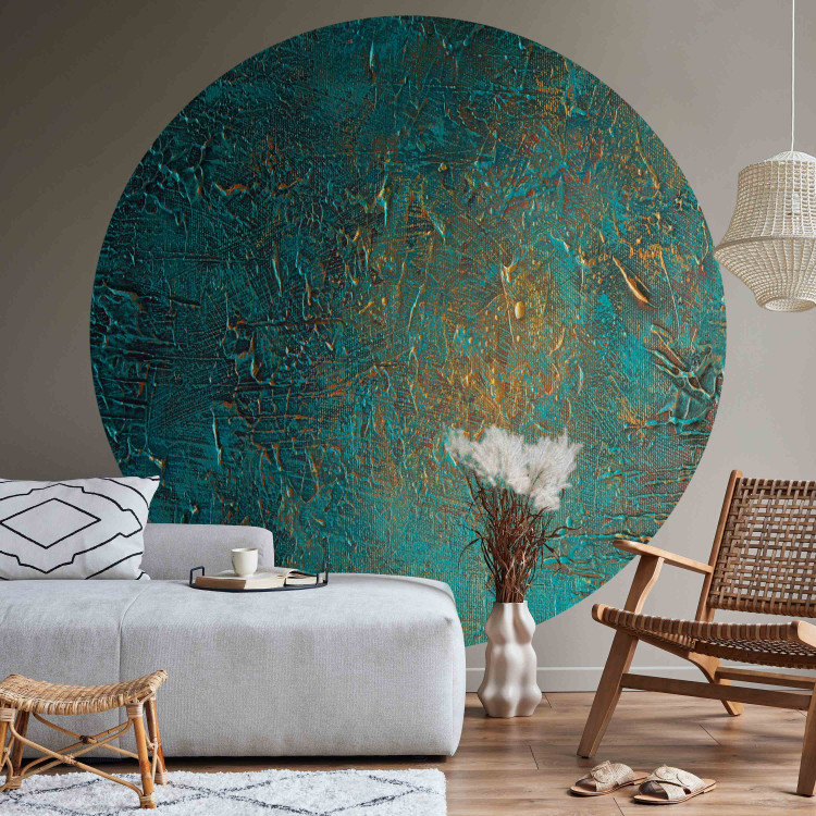 Round wallpaper Azure Mirror - Turquoise Abstraction With Visible Paint Structure 149159 additionalImage 2