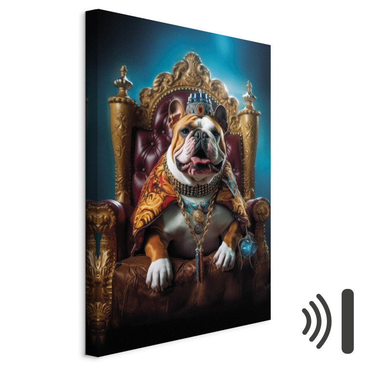 Canvas Print AI Dog English Bulldog - Animal in the Role of King on the Throne - Vertical 150259 additionalImage 8