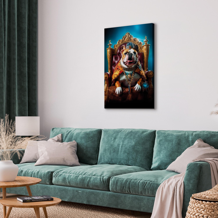 Canvas Print AI Dog English Bulldog - Animal in the Role of King on the Throne - Vertical 150259 additionalImage 10