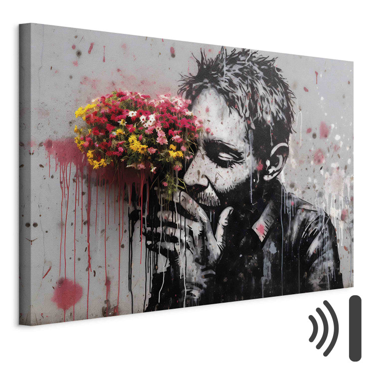 Canvas Art Print Man With Flowers - Street Art With a Plant Accent 151759 additionalImage 8