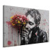 Canvas Art Print Man With Flowers - Street Art With a Plant Accent 151759 additionalThumb 2
