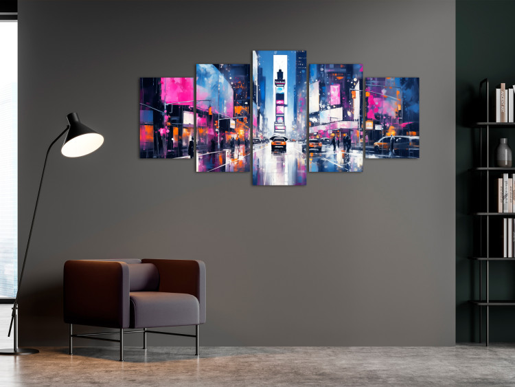 Canvas Print Neon Lights of New York - A Pink Panorama of Manhattan Architecture 151959 additionalImage 3