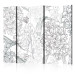 Room Separator Sketch - Outline of Flowers in Shades of Gray on a White Background II [Room Dividers] 159559