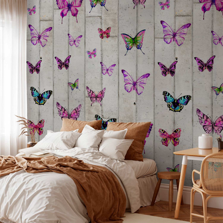 Modern Wallpaper Butterflies and Concrete 89659 additionalImage 3