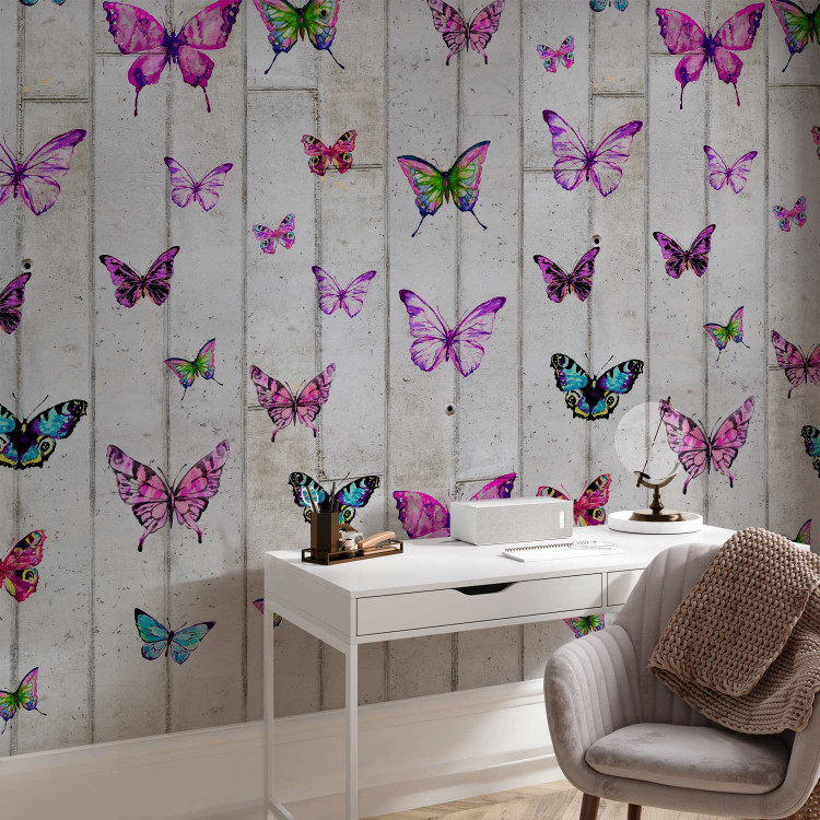 Modern Wallpaper Butterflies and Concrete 89659 additionalImage 4