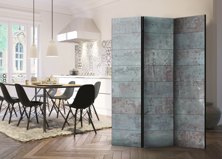 Room Divider Screen Turquoise Concrete - worn tiles in turquoise concrete texture 95359 additionalImage 2