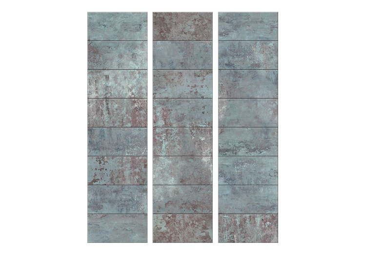 Room Divider Screen Turquoise Concrete - worn tiles in turquoise concrete texture 95359 additionalImage 3