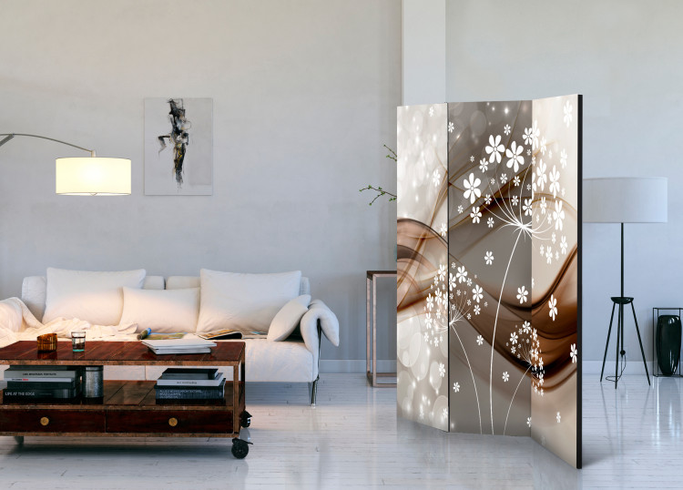 Room Divider Screen Spring Stories - romantic dandelions in the motif of bronze waves 95659 additionalImage 2