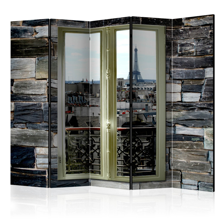 Room Divider Screen Views of Paris II - stone texture with a window overlooking the city 95959