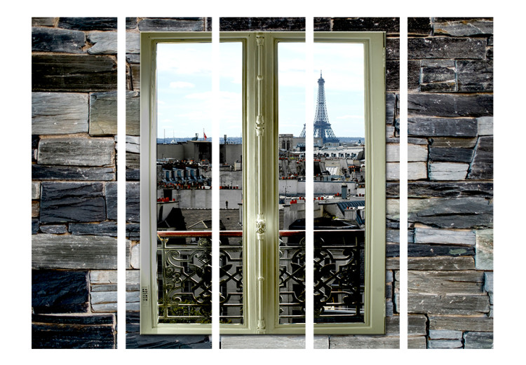 Room Divider Screen Views of Paris II - stone texture with a window overlooking the city 95959 additionalImage 3