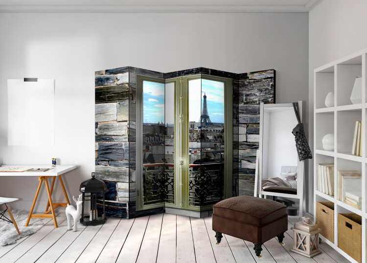 Room Divider Screen Views of Paris II - stone texture with a window overlooking the city 95959 additionalImage 4