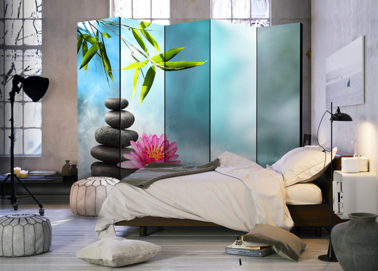 Room Separator Water Lily and Spa Stones II - stones and flower in oriental style 97359 additionalImage 4