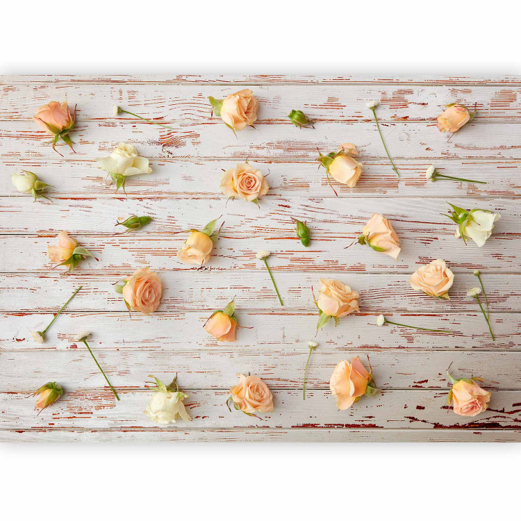 Wall Mural Romantic floral composition - roses and daisies on a wooden background 97459 additionalImage 5