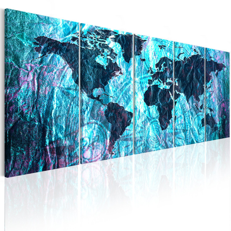 Canvas Neon Oceans (5-piece) - Blue Continents on World Map 105769 additionalImage 2