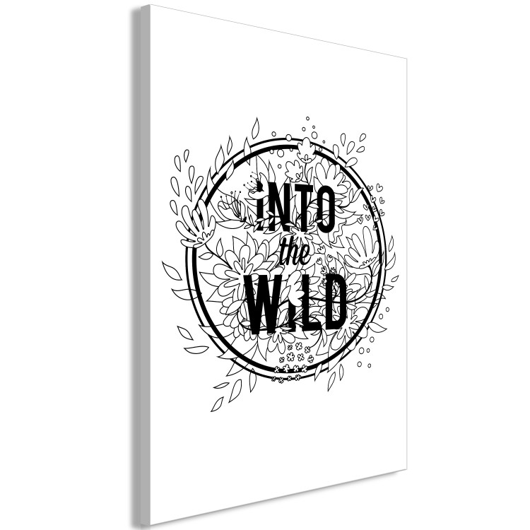 Canvas Print Into the Wild inscription - black and white inscription in line art 116369 additionalImage 2