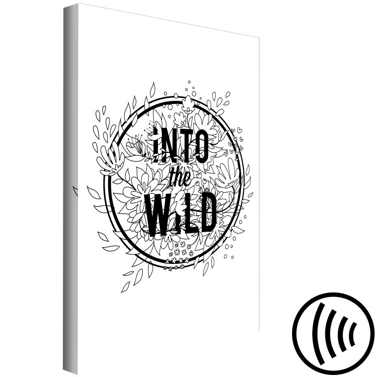 Canvas Print Into the Wild inscription - black and white inscription in line art 116369 additionalImage 6
