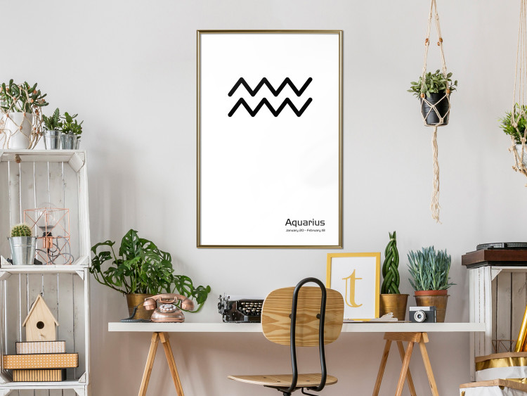Wall Poster Aquarius - simple black and white composition with zodiac sign and text 117069 additionalImage 5
