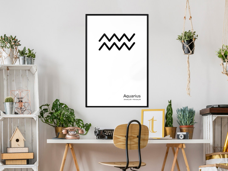 Wall Poster Aquarius - simple black and white composition with zodiac sign and text 117069 additionalImage 3