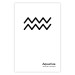 Wall Poster Aquarius - simple black and white composition with zodiac sign and text 117069