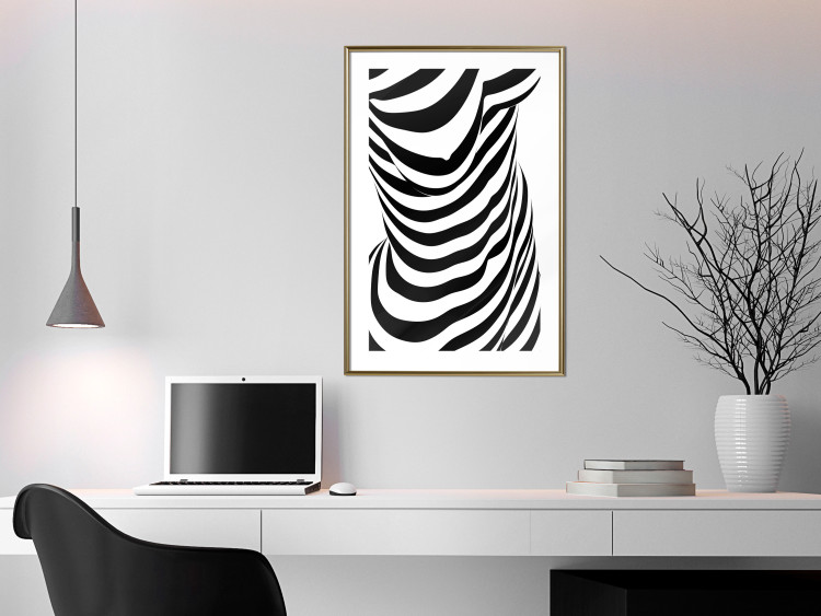 Wall Poster Zebra Woman - abstraction with a female silhouette in black and white stripes 117169 additionalImage 13
