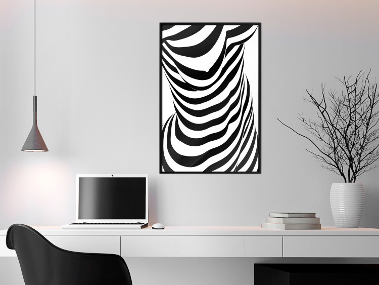Wall Poster Zebra Woman - abstraction with a female silhouette in black and white stripes 117169 additionalImage 6