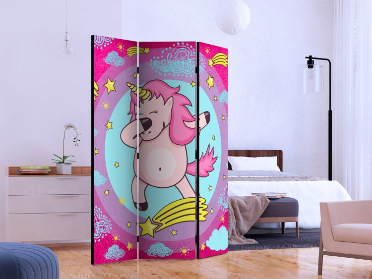 Room Divider Screen Dancing Unicorn - fantasy horse on a colorful background with stars 117369 additionalImage 2