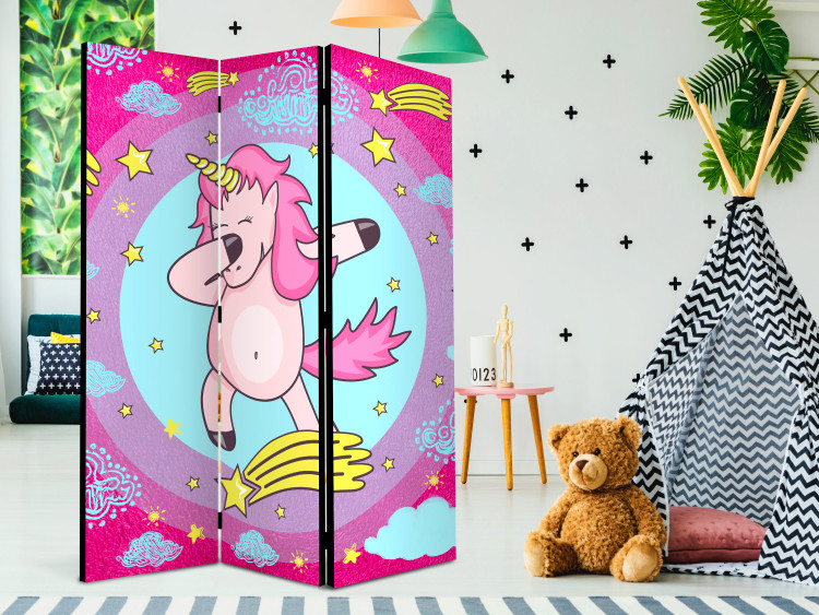 Room Divider Screen Dancing Unicorn - fantasy horse on a colorful background with stars 117369 additionalImage 4
